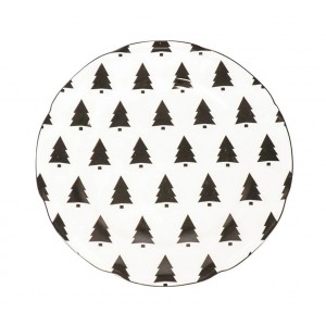 Krémový porcelánový dezertní talířek se stromky X-Mas Tree - Ø 20*1,5 cm