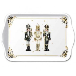 Bílý melaminový tácek s louskáčky Royal Nutcrackers - 13*21 cm