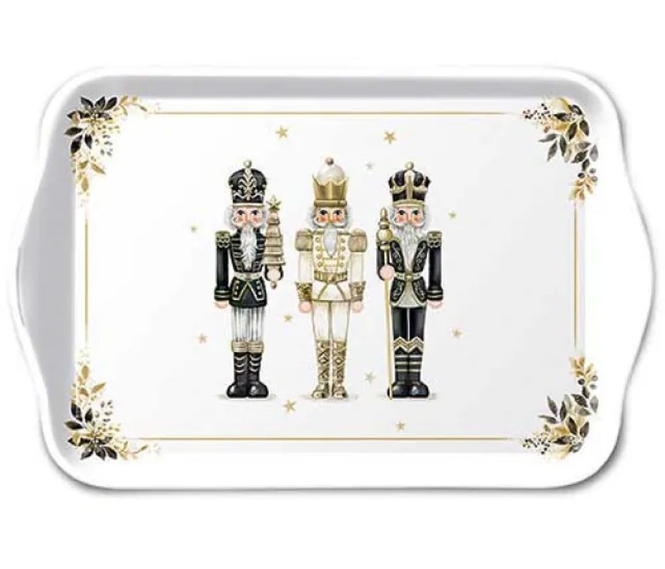 Bílý melaminový tácek s louskáčky Royal Nutcrackers - 13*21 cm