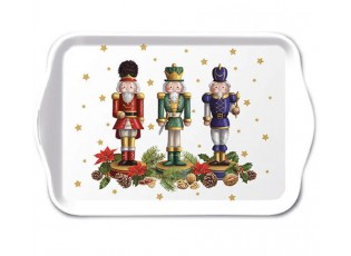 Bílý melaminový tácek s louskáčky Bearded Nutcrackers - 13*21 cm