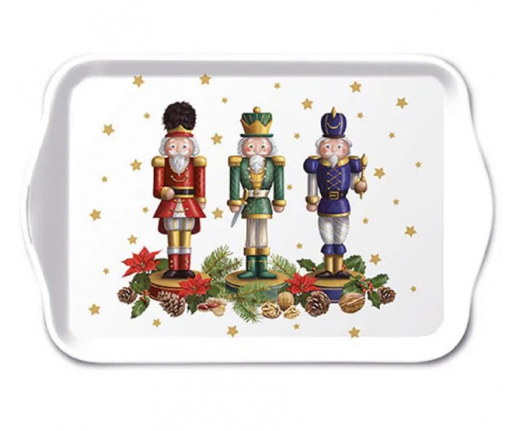 Bílý melaminový tácek s louskáčky Bearded Nutcrackers - 13*21 cm Ostatní