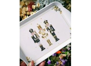 Bílý melaminový tácek s louskáčky Royal Nutcrackers - 13*21 cm