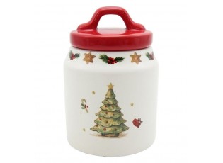 Keramická dóza se stromkem a víčkem Chrissie - Ø 10*14 cm / 0,5L