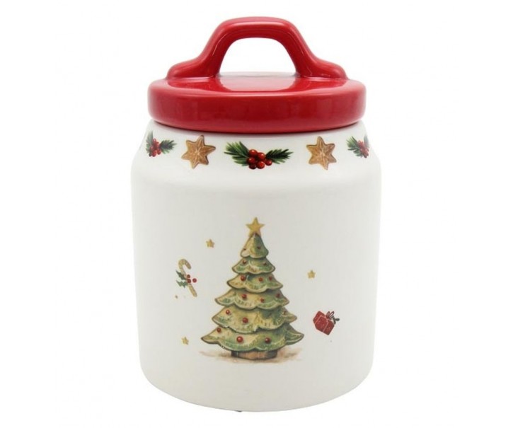 Keramická dóza se stromkem a víčkem Chrissie - Ø 10*14 cm / 0,5L Exner