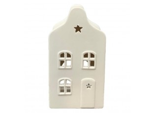 Krémový antik porcelánový domek na svíčku House Ivory - 5*4*10 cm