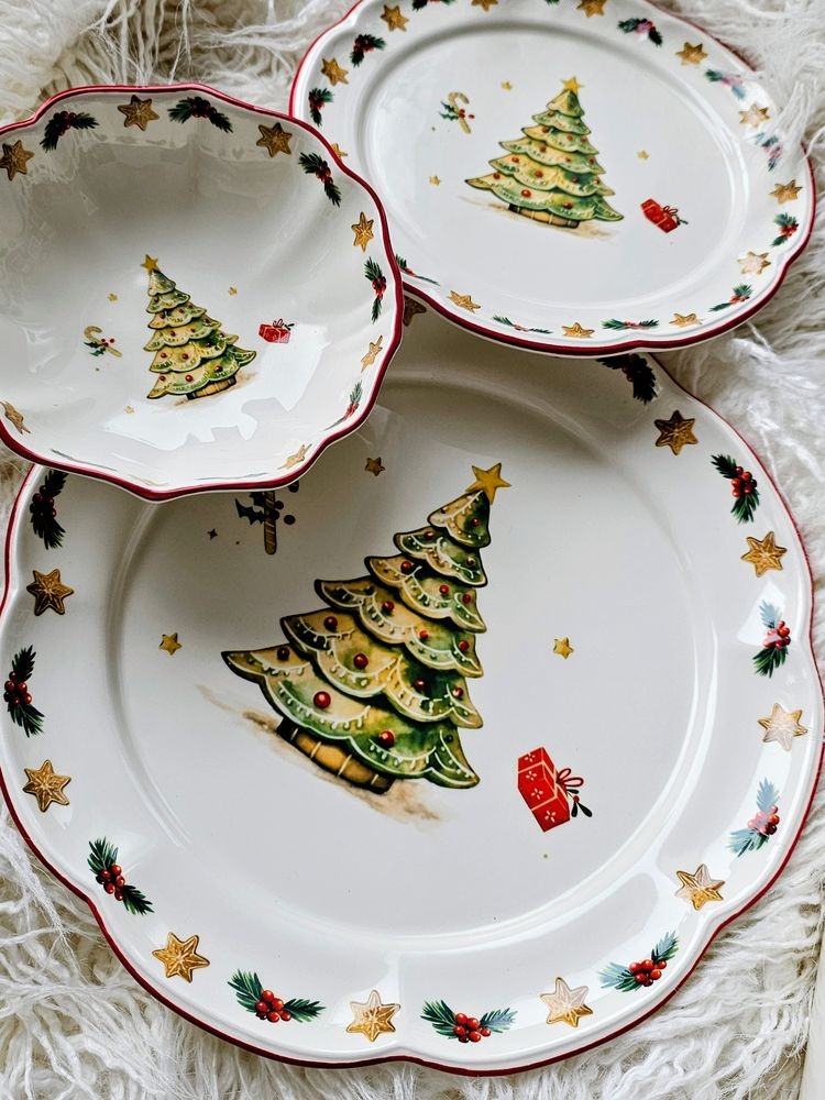 Keramický jídelní talíř se stromkem Chrissie - Ø 28*3 cm Exner Keramický jídelní talíř se stromkem Chrissie - Ø 28*3 cm Exner