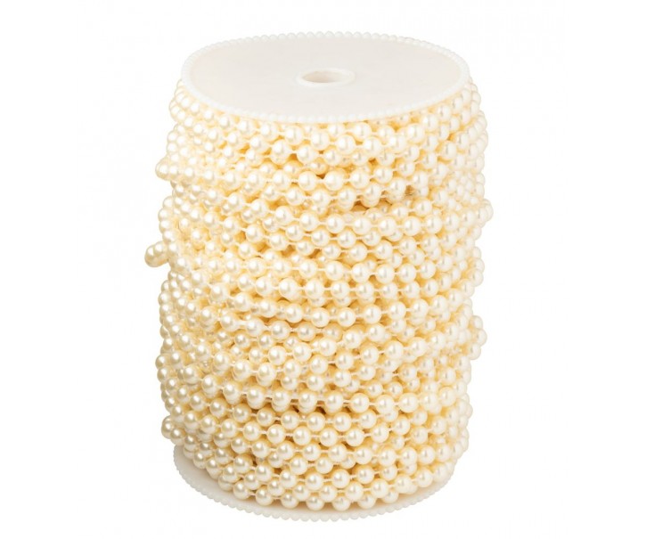Béžová závěsná dekorativní girlanda z perliček v rolce - 9*9*12cm - 25 m J-Line by Jolipa