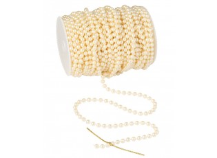 Béžová závěsná dekorativní girlanda z perliček v rolce - 9*9*12cm - 25 m