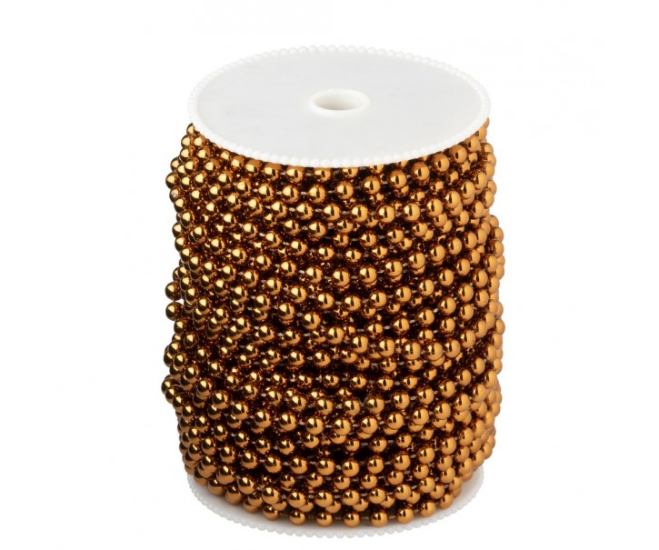 Bronzová závěsná dekorativní girlanda z perliček v rolce - 9*9*12cm - 25 m J-Line by Jolipa