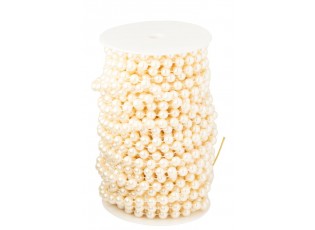 Béžová závěsná dekorativní girlanda z perliček v rolce - 11*11*18cm - 20 m