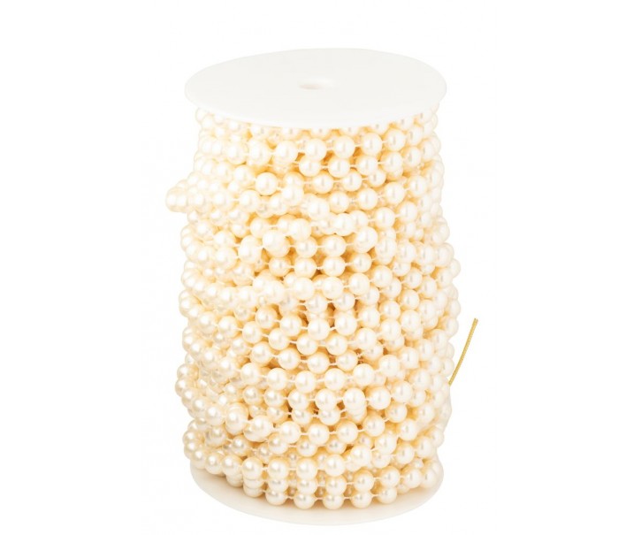 Béžová závěsná dekorativní girlanda z perliček v rolce - 11*11*18cm - 20 m J-Line by Jolipa