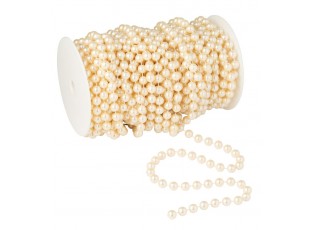 Béžová závěsná dekorativní girlanda z perliček v rolce - 11*11*18cm - 20 m