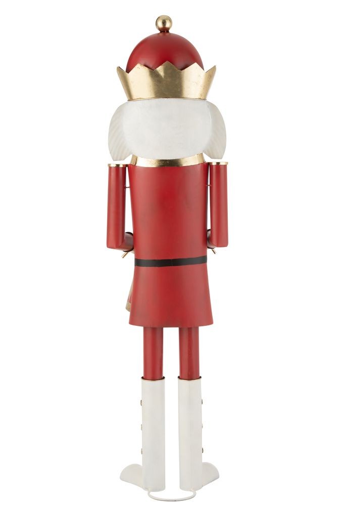 Červená kovová socha Louskáček s bubínkem v život velikosti - 43*50*174cm J-Line by Jolipa Červená kovová socha Louskáček s bubínkem v život velikosti - 43*50*174cm J-Line by Jolipa