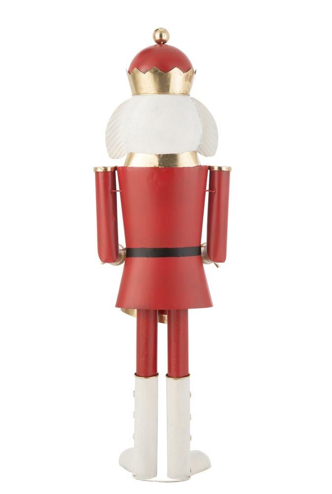 Bílo-červená kovová socha Louskáček s bubínkem - 33*30*106 cm J-Line by Jolipa Bílo-červená kovová socha Louskáček s bubínkem - 33*30*106 cm J-Line by Jolipa