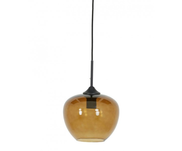 Hnědé skleněné závěsné světlo Mayson brown and black - Ø 23*18 cm/E27/40W Light & Living