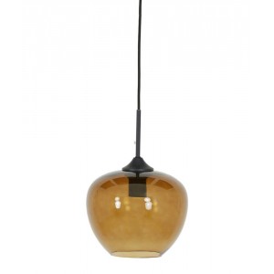 Hnědé skleněné závěsné světlo Mayson brown and black - Ø 23*18 cm/E27/40W