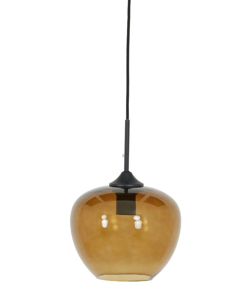 Hnědé skleněné závěsné světlo Mayson brown and black - Ø 23*18 cm/E27/40W