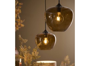 Hnědé skleněné závěsné světlo Mayson brown and black - Ø 23*18 cm/E27/40W