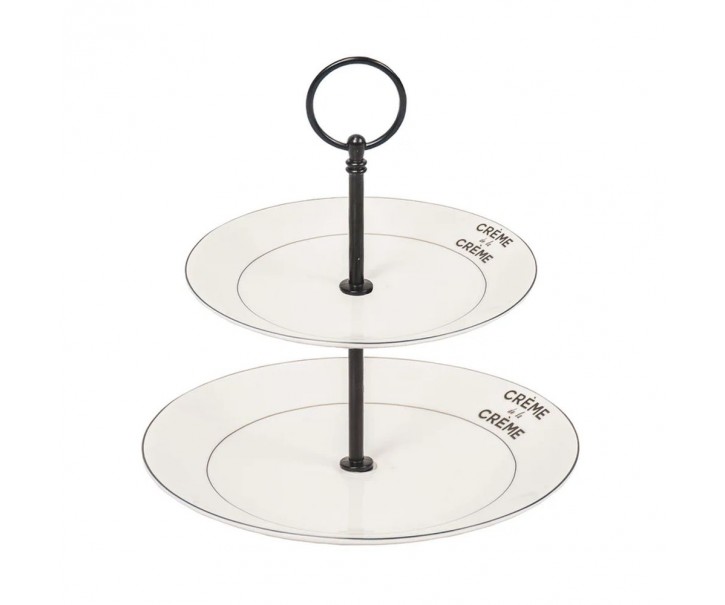 Krémový porcelánový 2 patrový etažér Crème de la Crème - Ø 27,5*Ø 20*23 cm Housevitamin