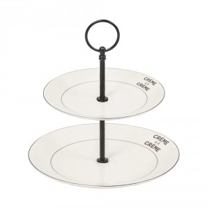 Krémový porcelánový 2 patrový etažér Crème de la Crème - Ø 27,5*Ø 20*23 cm