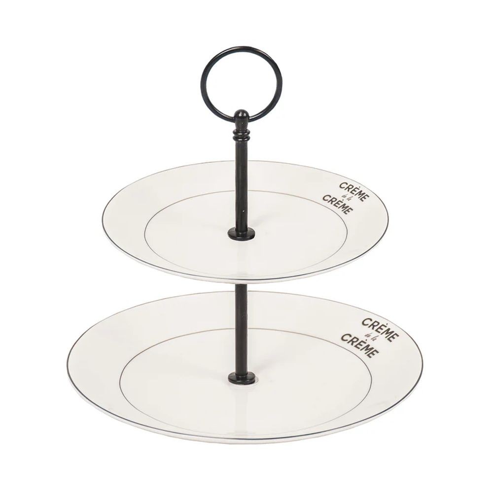 Krémový porcelánový 2 patrový etažér Crème de la Crème - Ø 27,5*Ø 20*23 cm