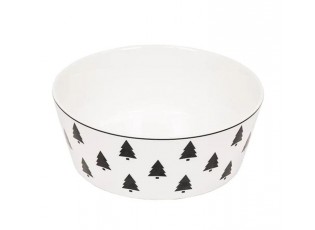 Krémová porcelánová salátová miska se stromky X-Mas Tree - Ø 17,5*6,5 cm