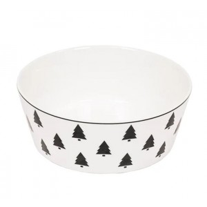 Krémová porcelánová slátová miska se stromky X-Mas Tree - Ø 17,5*6,5 cm