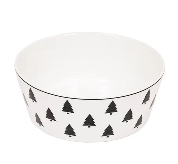 Krémová porcelánová slátová miska se stromky X-Mas Tree - Ø 17,5*6,5 cm