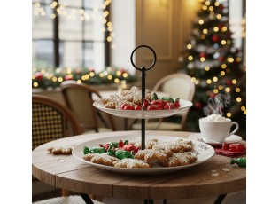 Krémový porcelánový 2 patrový etažér Crème de la Crème - Ø 27,5*Ø 20*23 cm