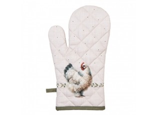 Béžová chňapka - rukavice se slepičkami Barnyard Chicken - 18*30 cm