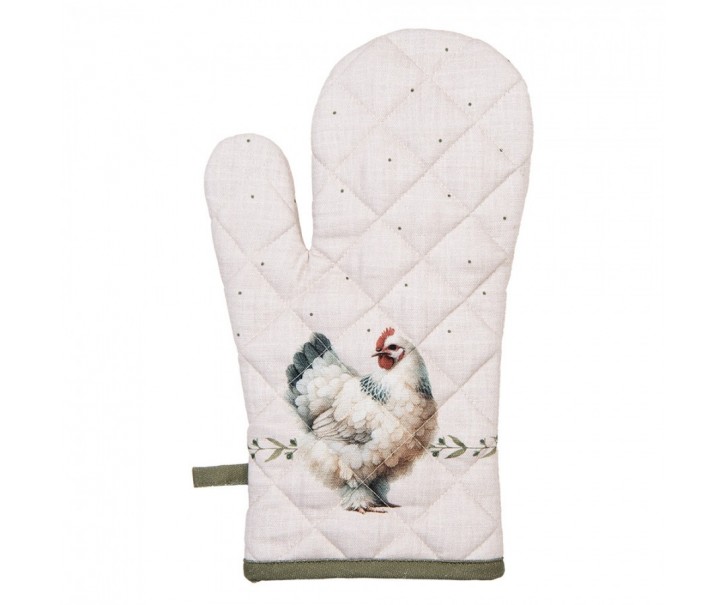 Béžová chňapka - rukavice se slepičkami Barnyard Chicken - 18*30 cm Clayre & Eef