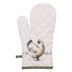 Béžová chňapka - rukavice se slepičkami Barnyard Chicken - 18*30 cm