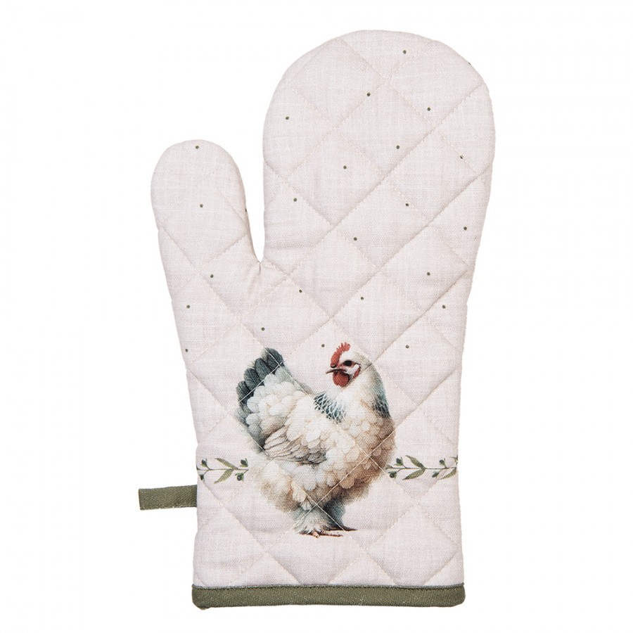Béžová chňapka - rukavice se slepičkami Barnyard Chicken - 18*30 cm