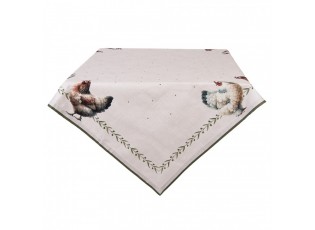 Béžový ubrus se slepičkami Barnyard Chicken - 100*100 cm