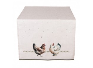 Béžový bavlněný běhoun se slepičkami Barnyard Chicken - 50*140 cm