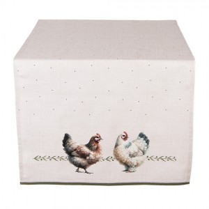 Béžový bavlněný běhoun se slepičkami Barnyard Chicken - 50*140 cm