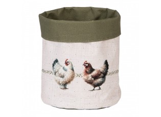 Béžový košík na pečivo se slepičkami Barnyard Chicken - Ø 15*16 cm