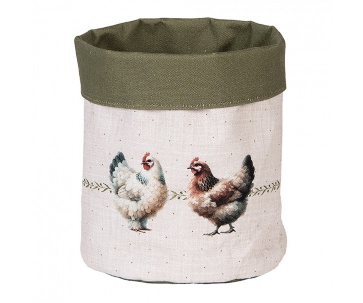 Béžový košík na pečivo se slepičkami Barnyard Chicken - Ø 15*16 cm Clayre & Eef