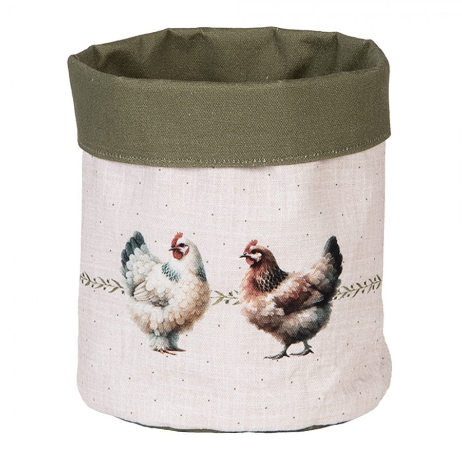 Béžový košík na pečivo se slepičkami Barnyard Chicken - Ø 15*16 cm