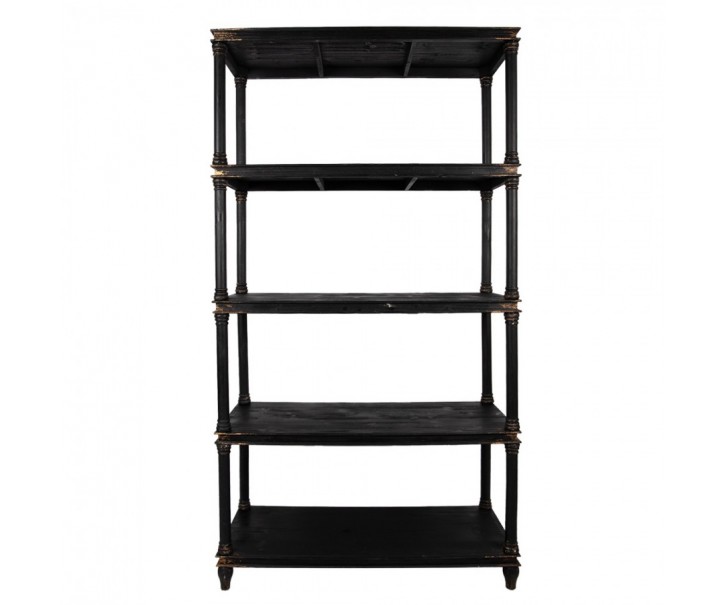 Černý antik dřevěný regál Milburne - 110*40*210 cm Clayre & Eef