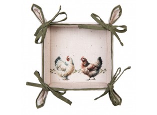 Béžový košík na pečivo se slepičkami Barnyard Chicken - 35*35*8 cm