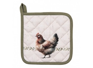 Béžová chňapka - podložka se slepičkami Barnyard Chicken - 20*20 cm