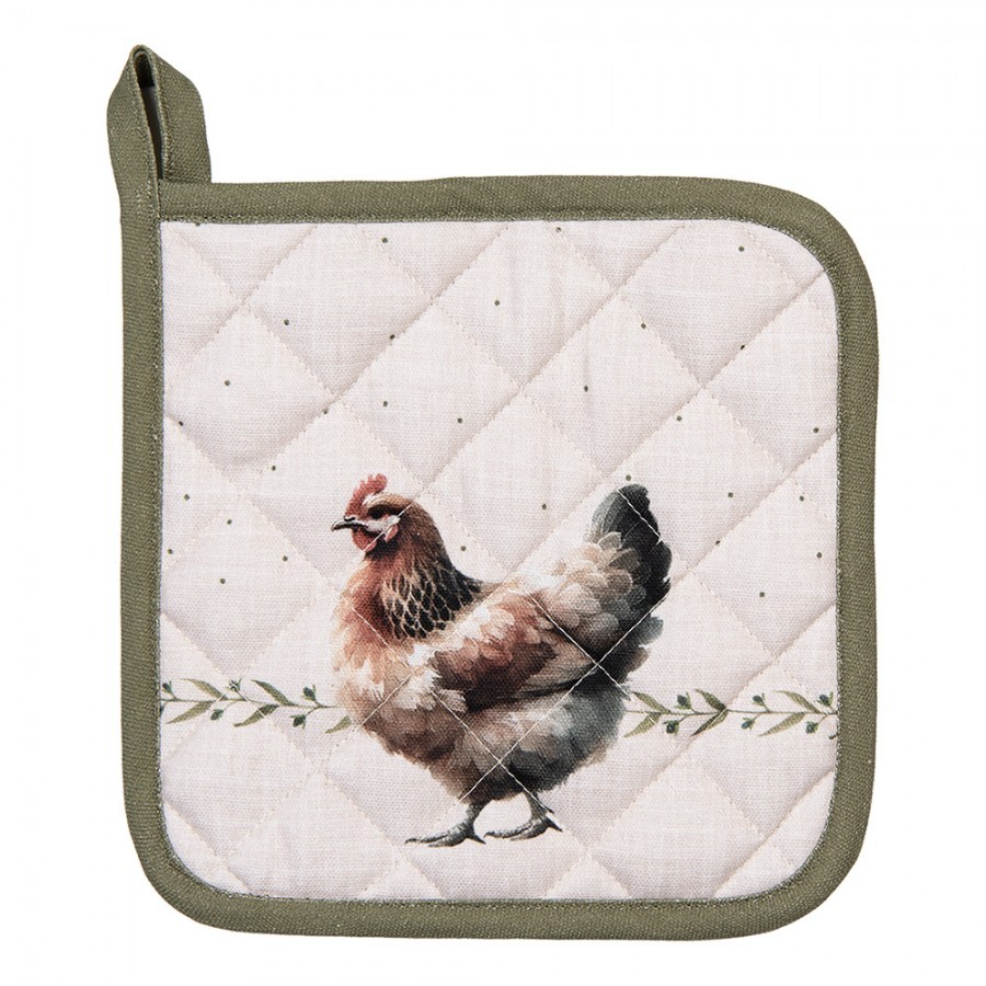 Béžová chňapka - podložka se slepičkami Barnyard Chicken - 20*20 cm