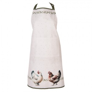 Béžová bavlněná zástěra se slepičkami Barnyard Chicken - 70*85 cm