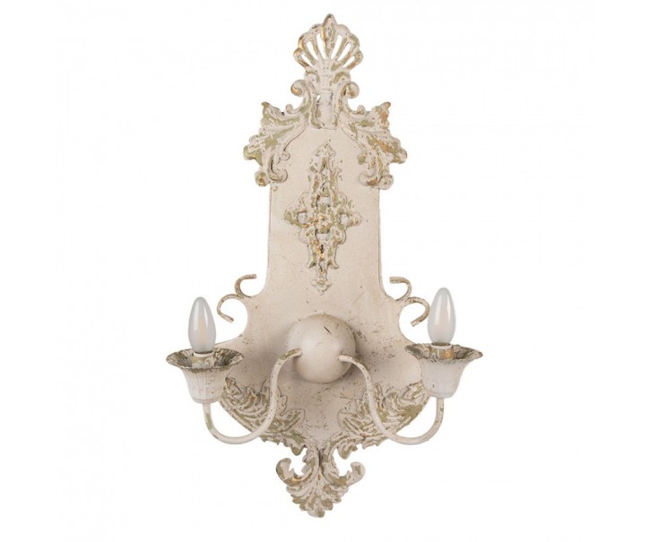 Béžová antik nástěnná kovová lampa Camille - 40*18*70 cm E14/ 2*25W Clayre & Eef