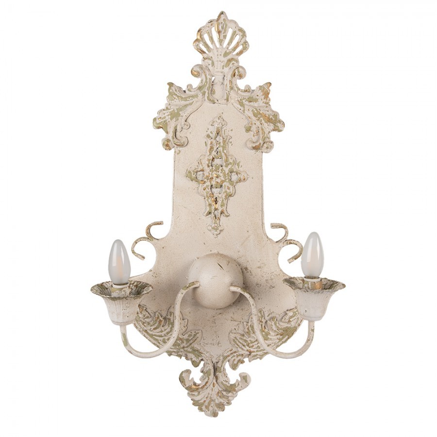 Béžová antik nástěnná kovová lampa Anelli - 40*18*70 cm E14/ 2*25W
