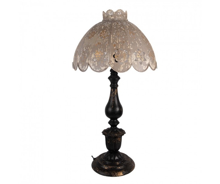 Šedo-černá antik kovová lampa Camille - Ø 41*75 cm E27/ 1*60W Clayre & Eef