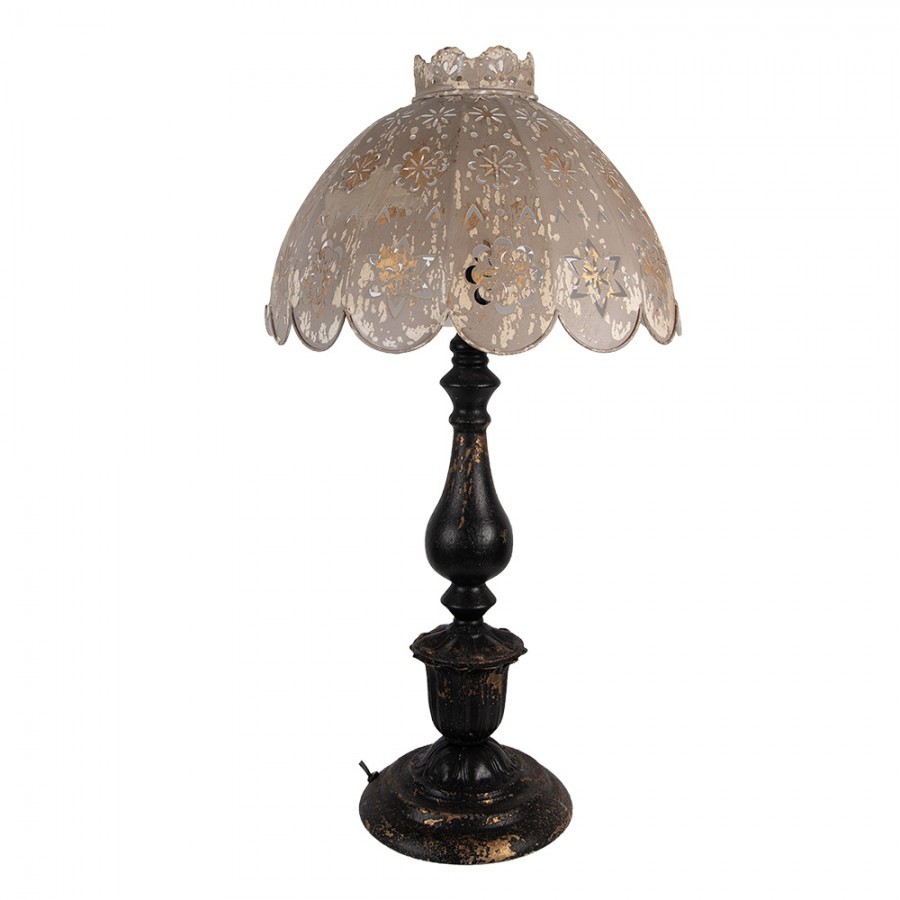 Šedo-černá antik kovová lampa Camille - Ø 41*75 cm E27/ 1*60W
