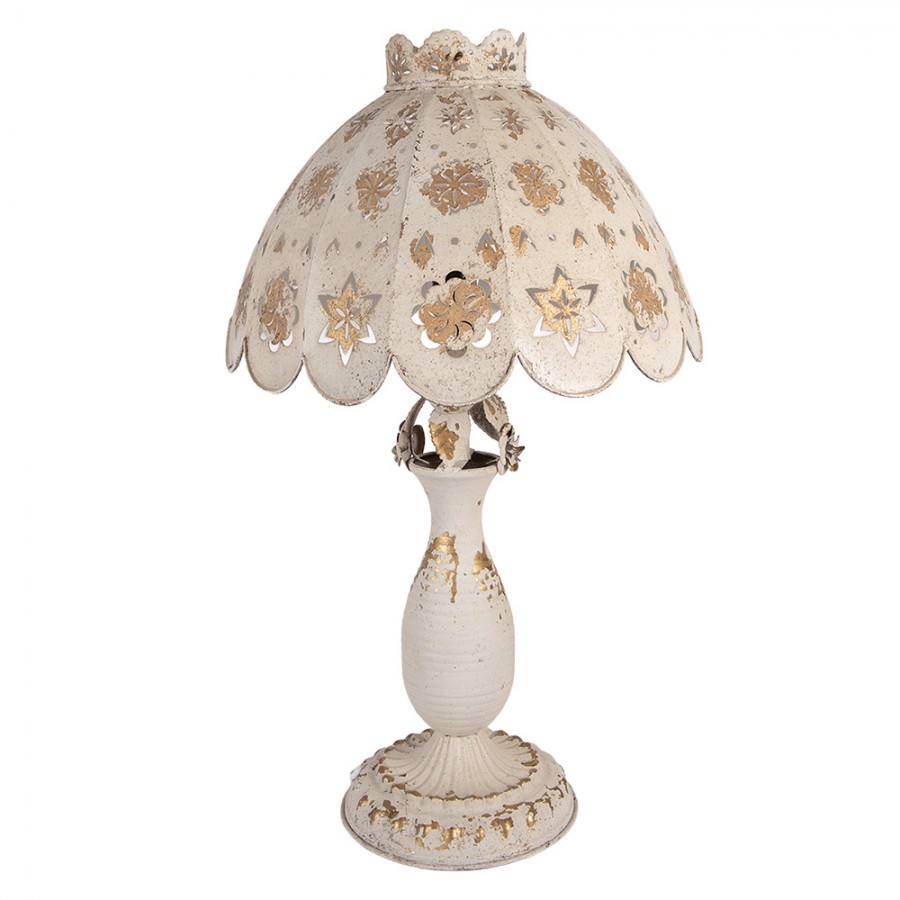 Béžová antik kovová lampa Camille - Ø 41*69 cm E27/ 1*60W