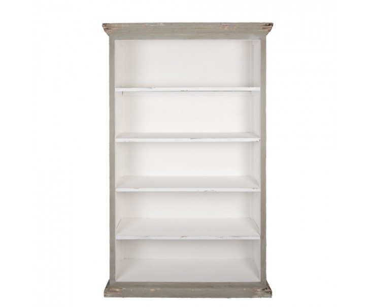 Bílo-šedá antik dřevěná knihovna Christiane - 116*36*195 cm Clayre & Eef